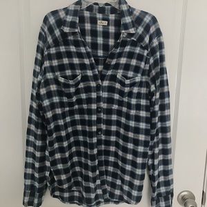 Hollister Blue and Navy Flannel Shirt